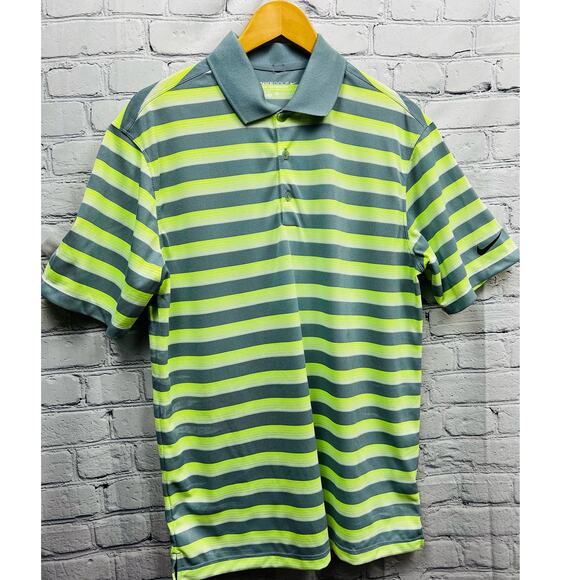 NIKE GOLF Tour Performance Dri-Fit Polo Shirt Logo Striped Green Mens Size M - Picture 2 of 11